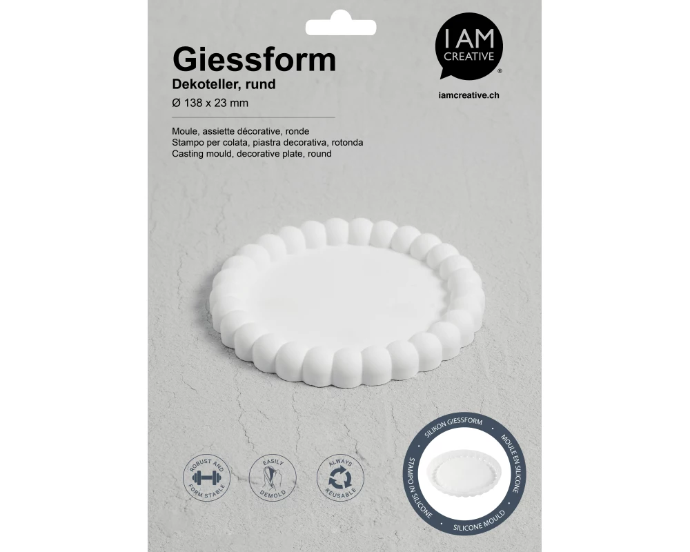 I AM CREATIVE Silikon Giessform 1704.31 Dekoteller rund