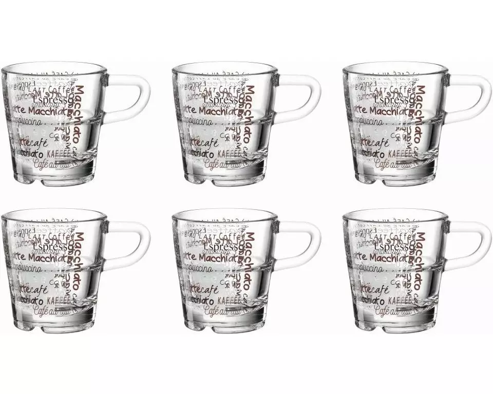 Leonardo Espressotasse Senso mit Text 70 ml, 6 Stück, Transparent
