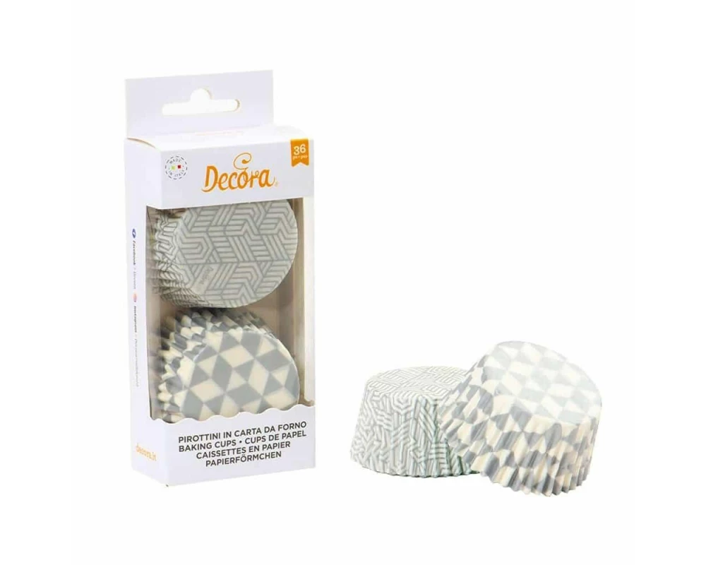 Decora Muffinförmchen Papier Silber Geometrisch Ø 5 cm