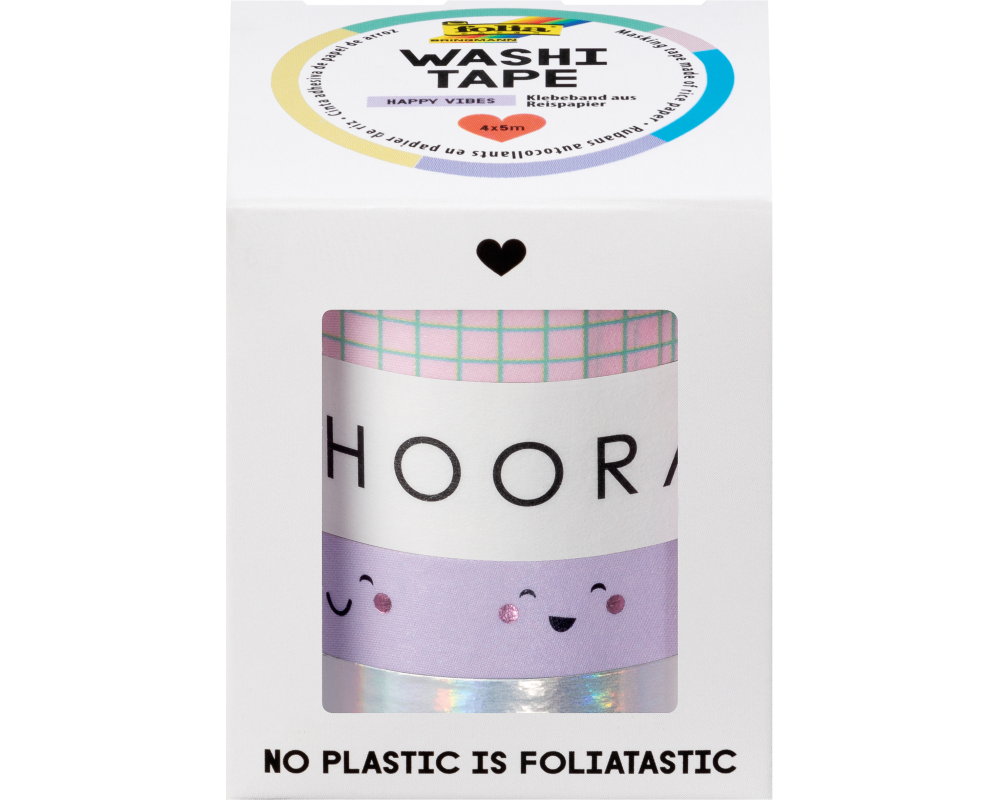FOLIA Washi-Tape Set Happy Vibes 26455 Hotfoil 4 Stück