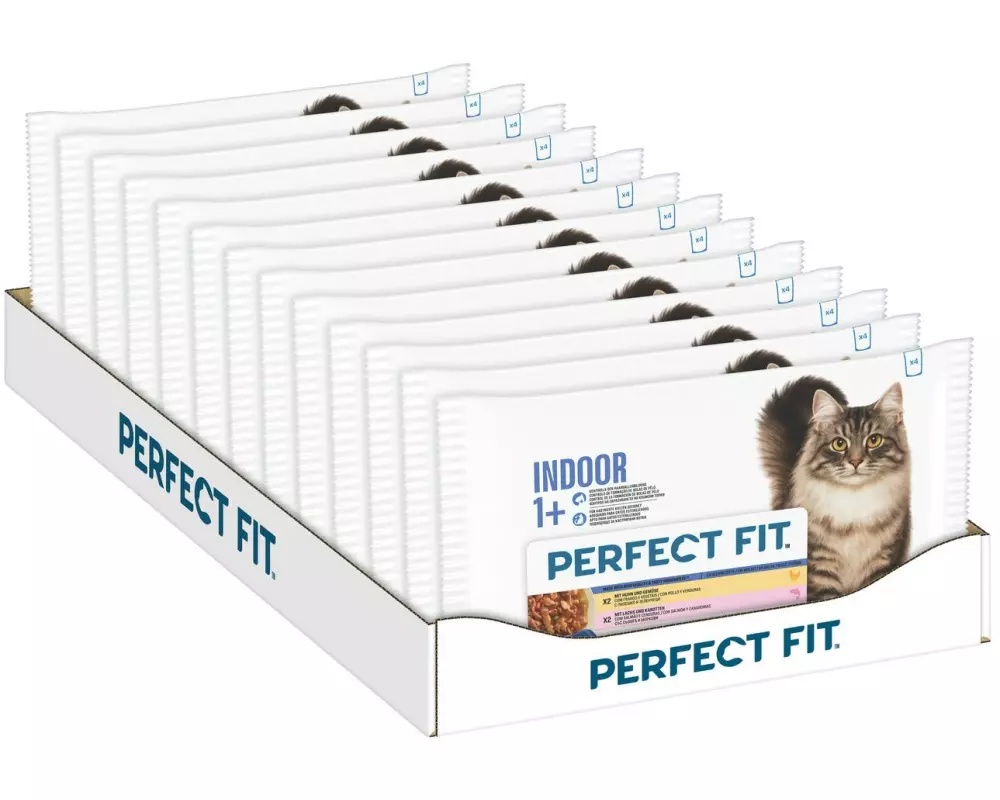 Perfect Fit Nassfutter Indoor 1+ Huhn & Lachs Sauce 4 x 85 g