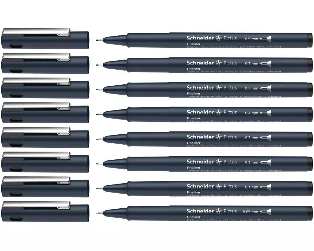 Schneider Fineliner Pictus 8 Strich-Stärken, Schwarz
