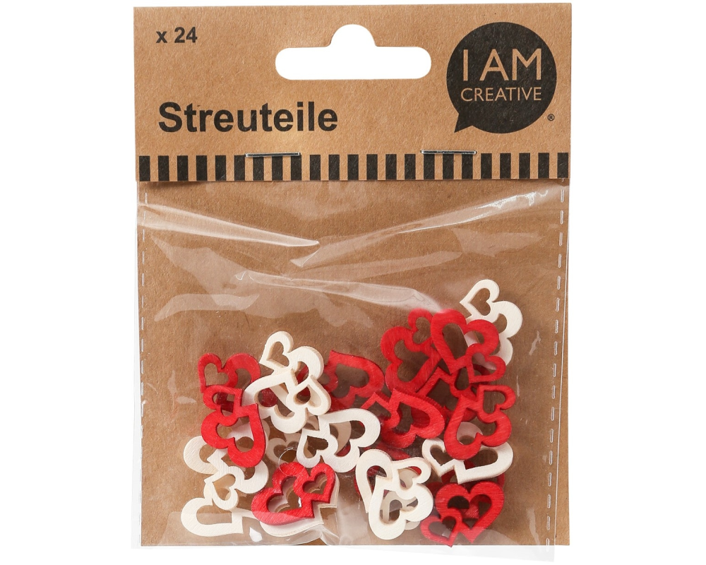 I AM CREATIVE Streuteile Doppelherz 4501.82 rot/weiss, 24 Stück