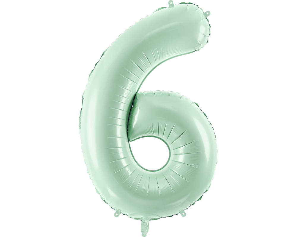 PARTYDECO Folienballon Ziffer 6 72cm FB230G-6-012 hellgrün