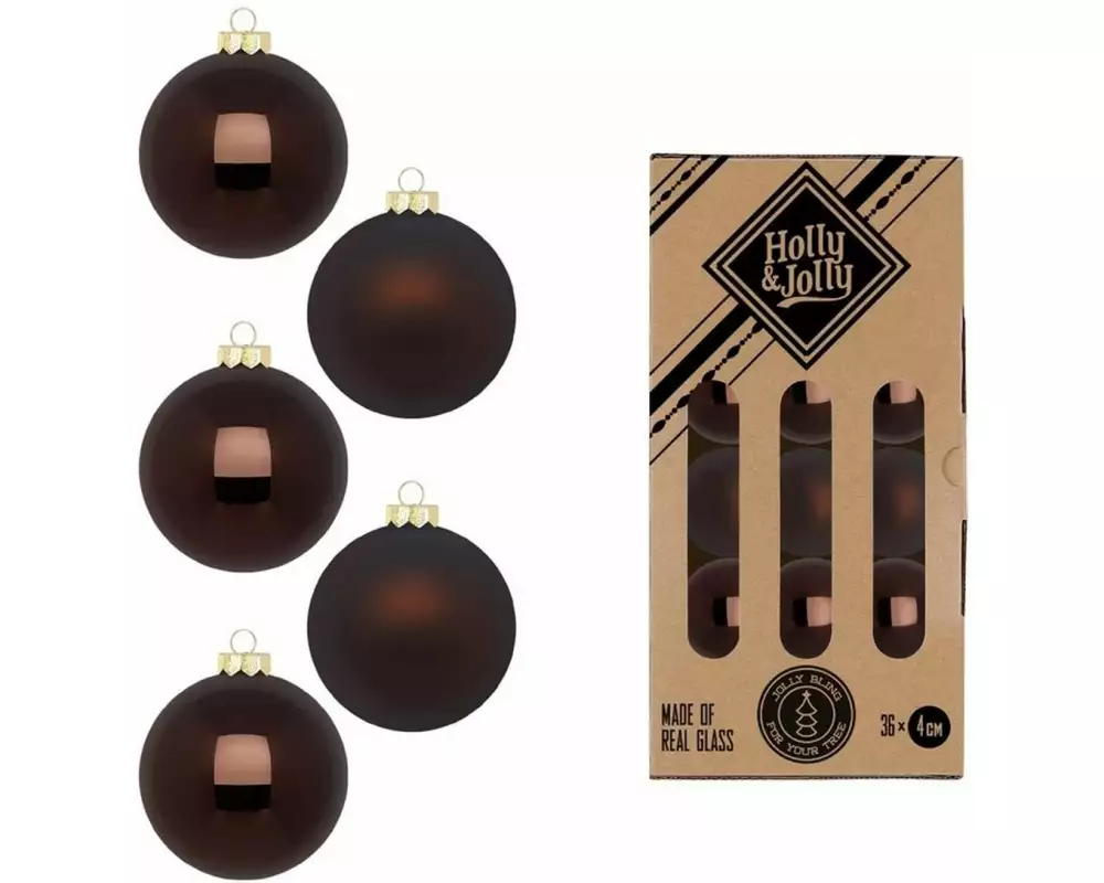 Holly & Jolly Weihnachtskugel Choccy Mocha Ø 4 cm, 36 Stück