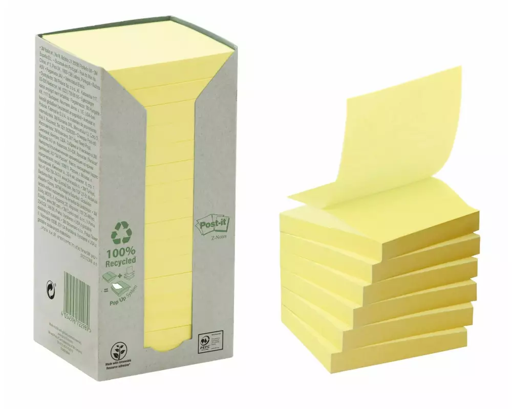 Post-it Notizzettel Recycling Z-Notes 7.6 cm x 7.6 cm Gelb