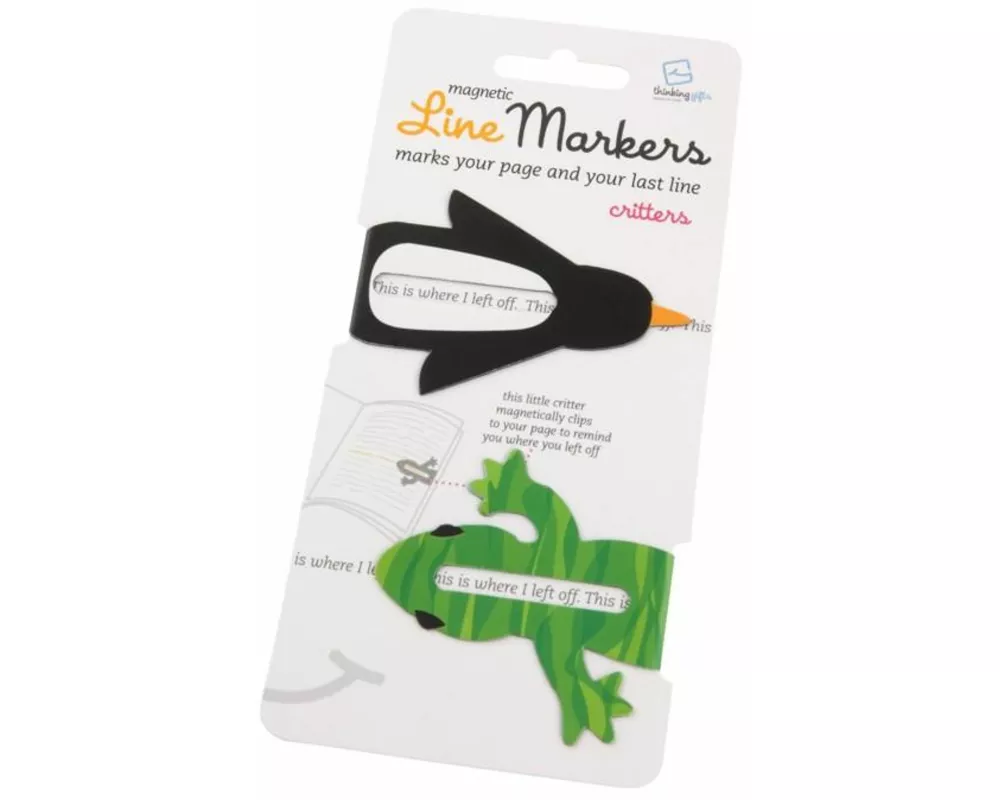Line Markers (Critters/Pinguin&Frosch) - Magnetische Lesezeichen - 2er Set