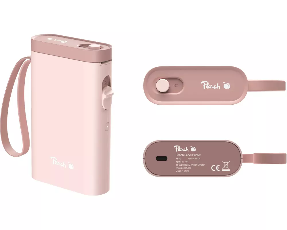 Peach Etikettendrucker LabelPrinter PE110 Pink