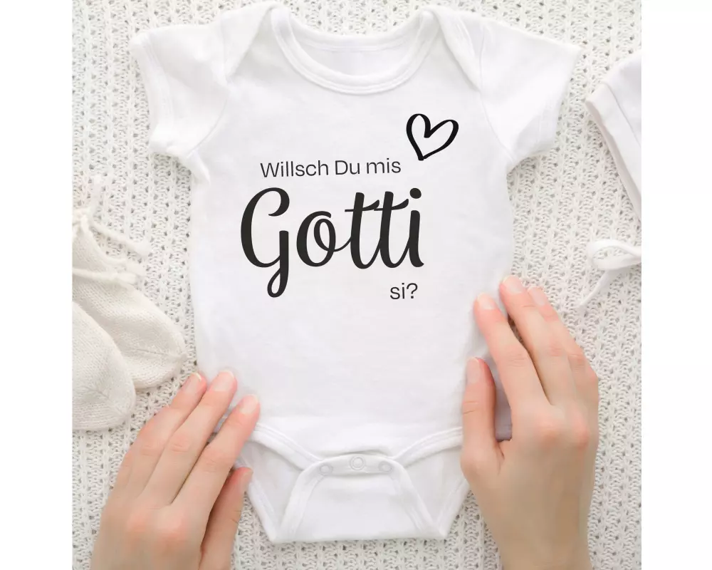 Trendcompany Babybody Willsch du Gotti, 62/68, Weiss