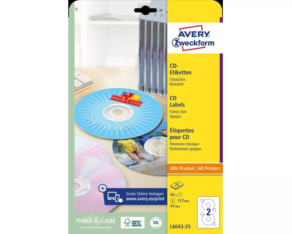Avery Zweckform CD-Etiketten L6043 Ø 117 mm