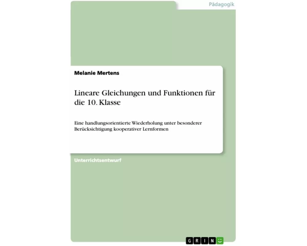 Lineare Gleichungen und Funktionen für die 10. Klasse