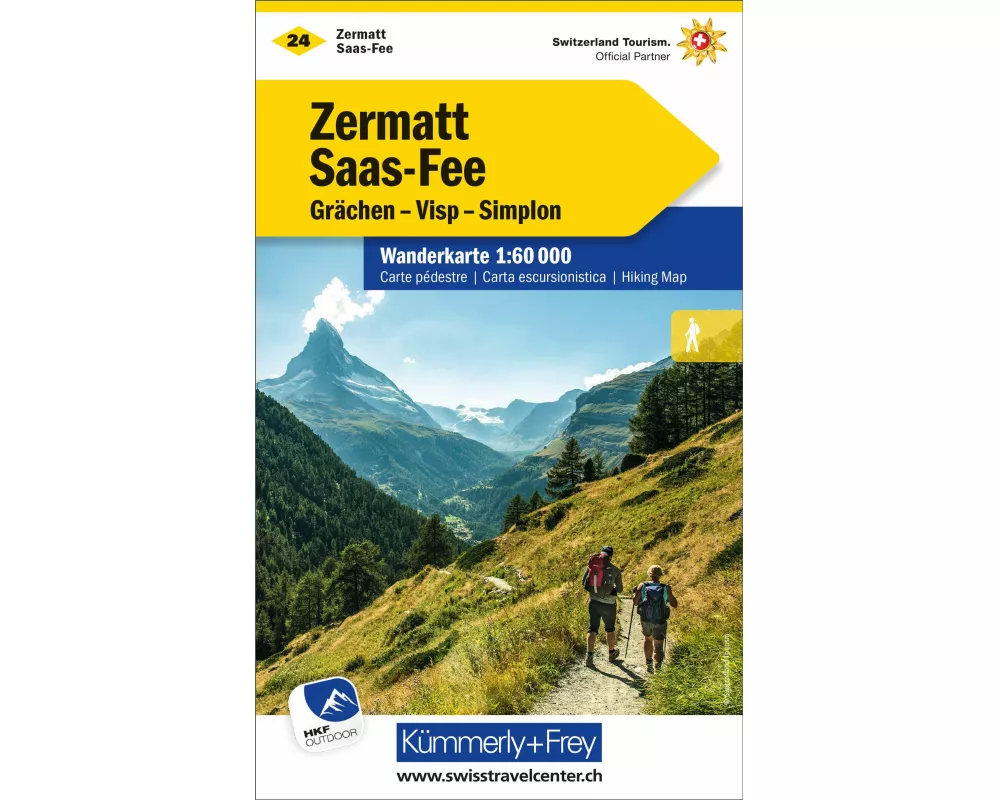 Kümmerly+Frey Wanderkarte 24 Zermatt, Saas-Fee 1:60.000