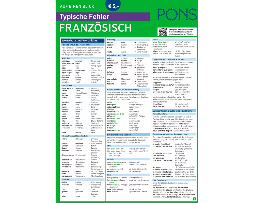 PONS Typische Fehler auf einen Blick Französisch