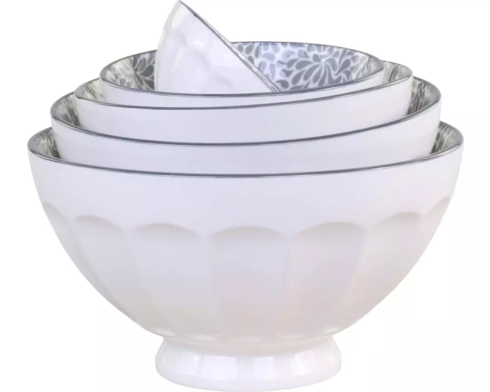 Chic Antique Schüsselset Arés 5 tlg., Weiss / Grau