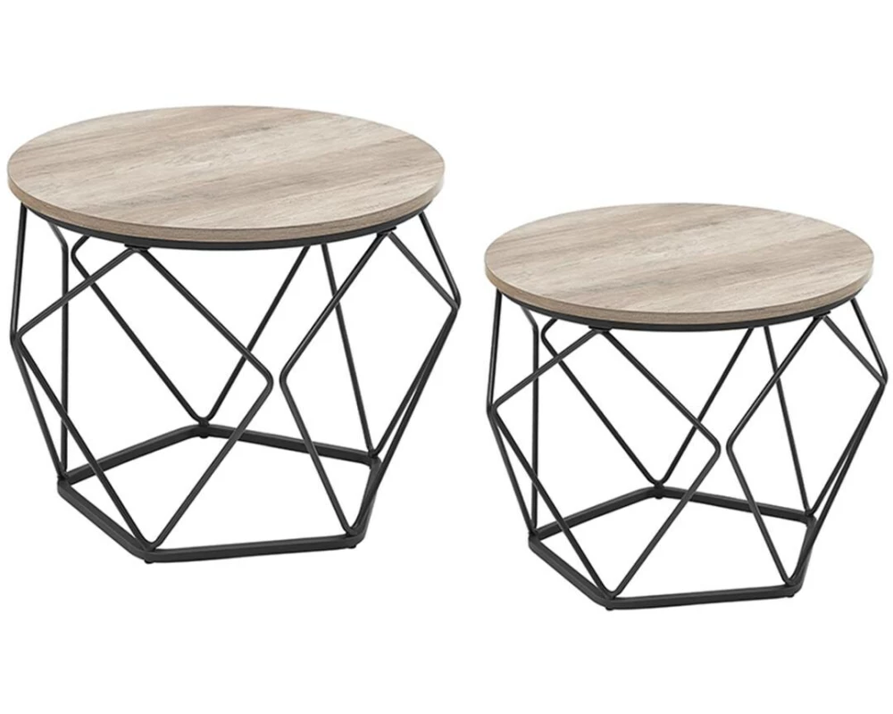 VASAGLE Couchtisch 50 x 40.6 cm, Grau / Schwarz, 2er Set