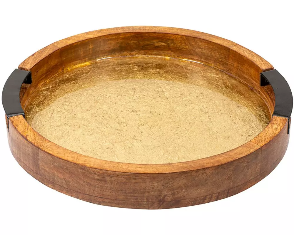 Kadastar Servierplatte Shine Ø 32.5 cm, Braun/Gold
