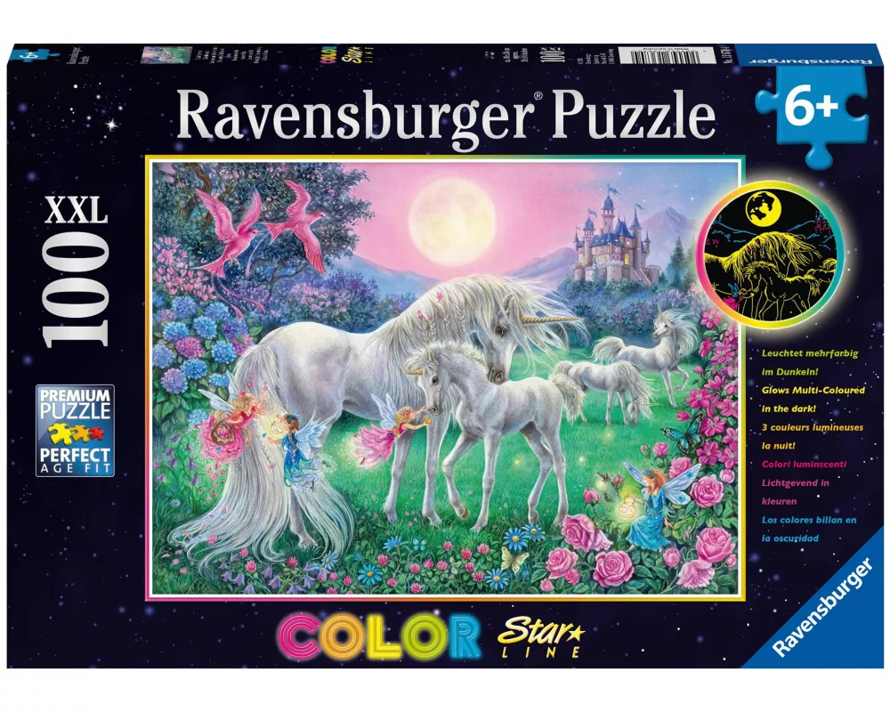 Kinderpuzzle 100 XXL Teile - Einhörner im Mondschein