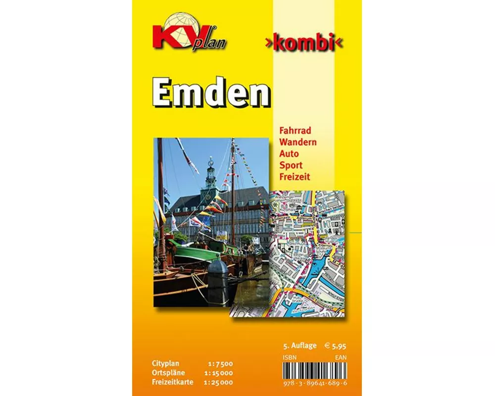 Emden, KVplan, Radkarte/Freizeitkarte/Stadtplan, 1:30.000 / 1:15.000