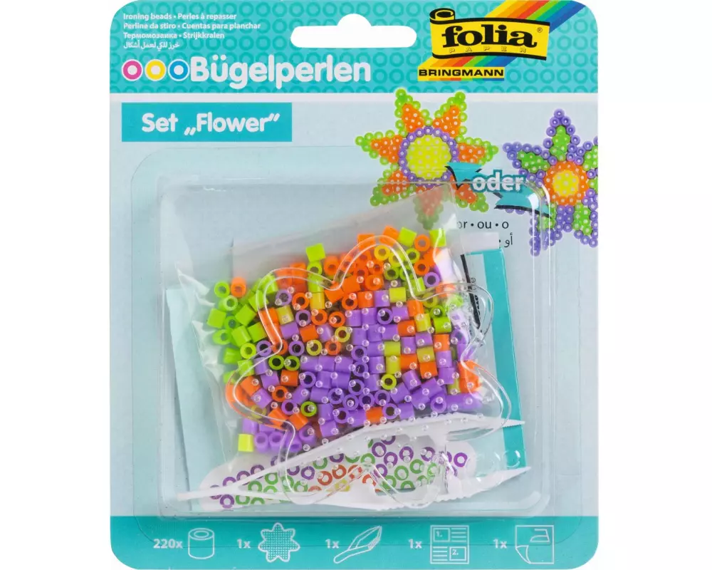 Folia Bügelperlen-Set Flower Mehrfarbig