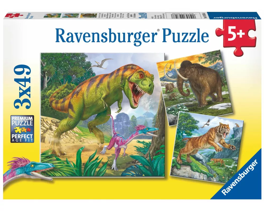 Kinderpuzzle 3x49 Teile - Herrscher der Urzeit