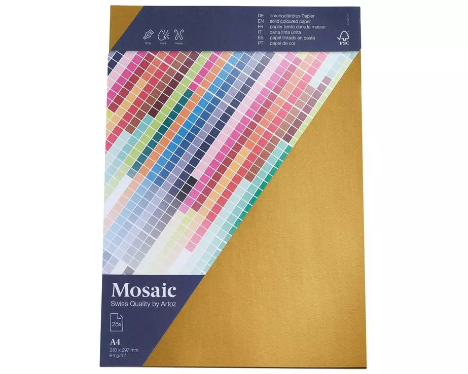 Artoz Designpapier Mosaic A4, 25 Blatt, Gold