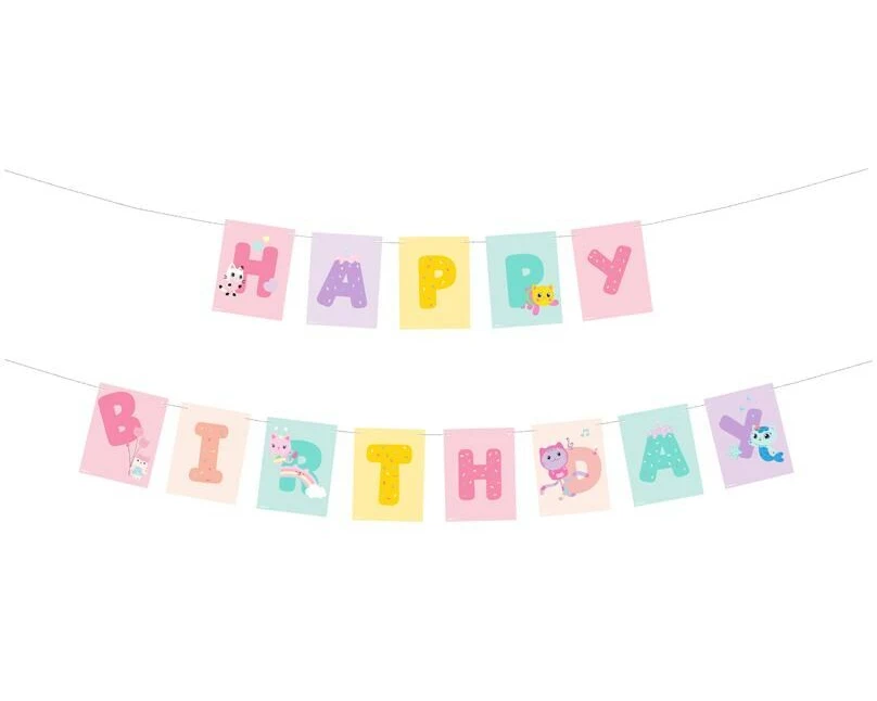 Partydeco Girlande Gabbys Dollhouse Happy Birthday, 1.8 m