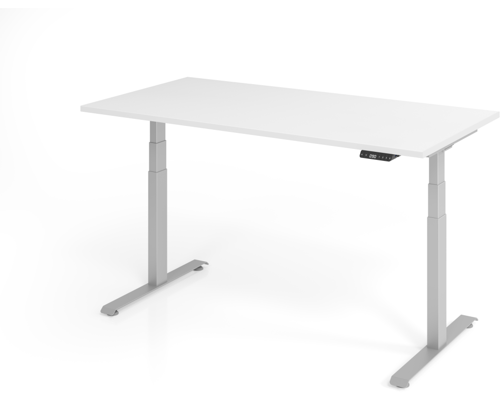 APOLLO Bürotisch LXK 160x80cm VLXK6516/W/S weiss/silber, elektrisch