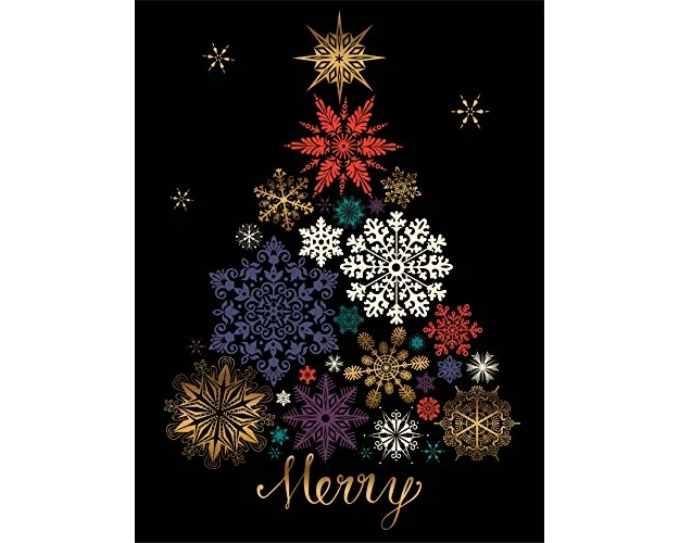 Festive Snow Tree Large Embellished Holiday Notecards
