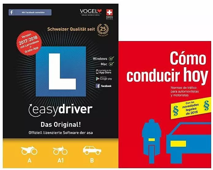 easydriver. Version 2018. Kategorie A und B. CD-ROM mit Theoriebuch Spanisch