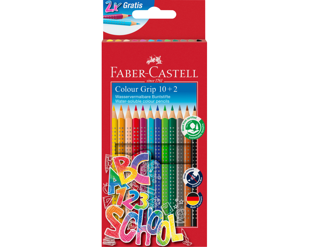FABER-CASTELL Farbstifte Colour Grip 201585 Back to school Promoetui 10+2
