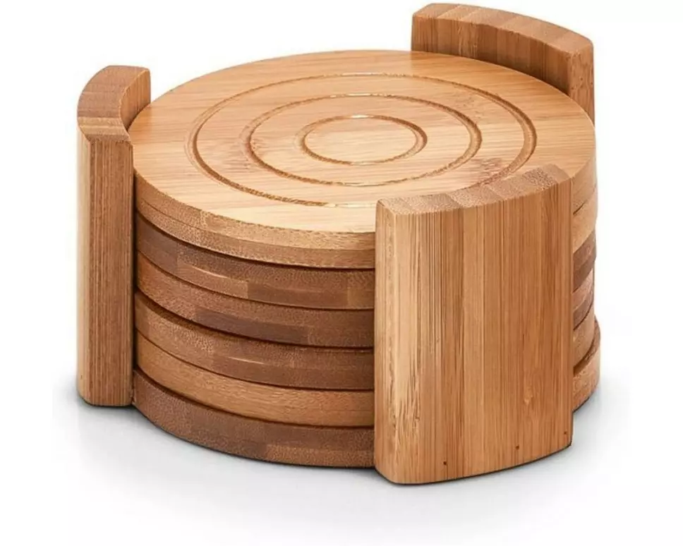 Zeller Present Glasuntersetzer Bambus Ø 12 x 7.7 cm, 7-teilig