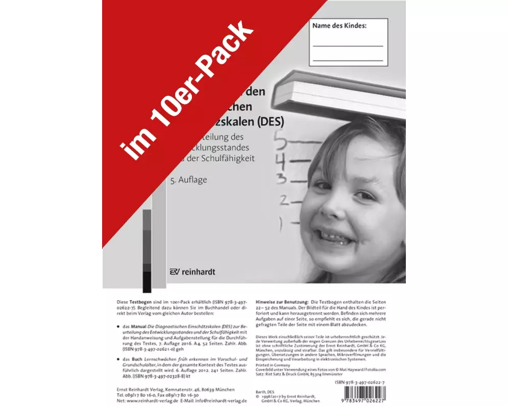 Testbogen zu den Diagnostischen Einschätzskalen (DES) zur Beurteilung des Entwicklungsstandes und der Schulfähigkeit