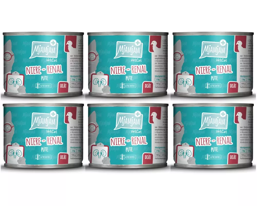 Mjamjam VetCat Nassfutter Niere-Renal Pute, 6 x 200g