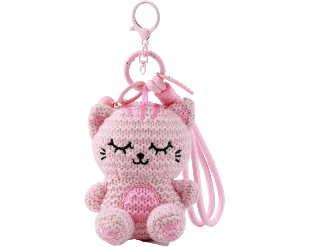 I-TOTAL Schlüsselanhänger gehäkelt XL3444 Katze pink