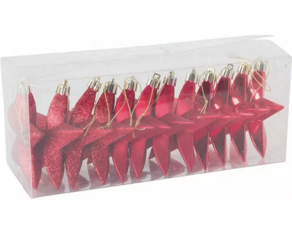 Dekomat AG Weihnachtssterne Aufhänger aus Kunststoff, Rot 12 Stück