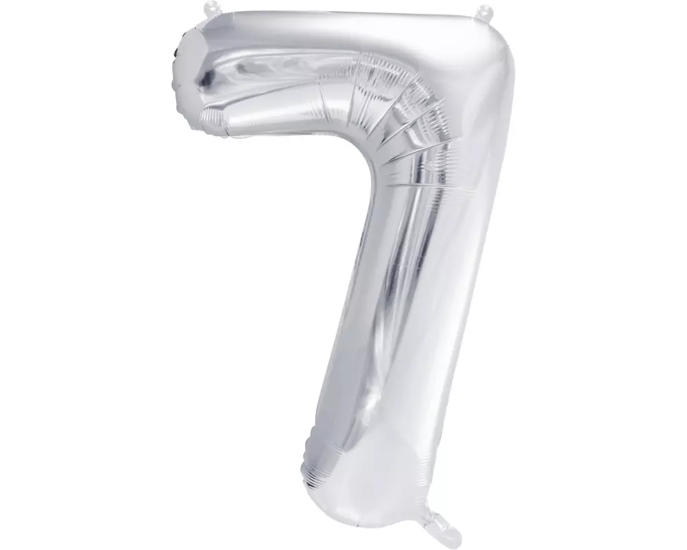 Partydeco Folienballon Zahl 7 gross 86 cm, silber, 1 Stück