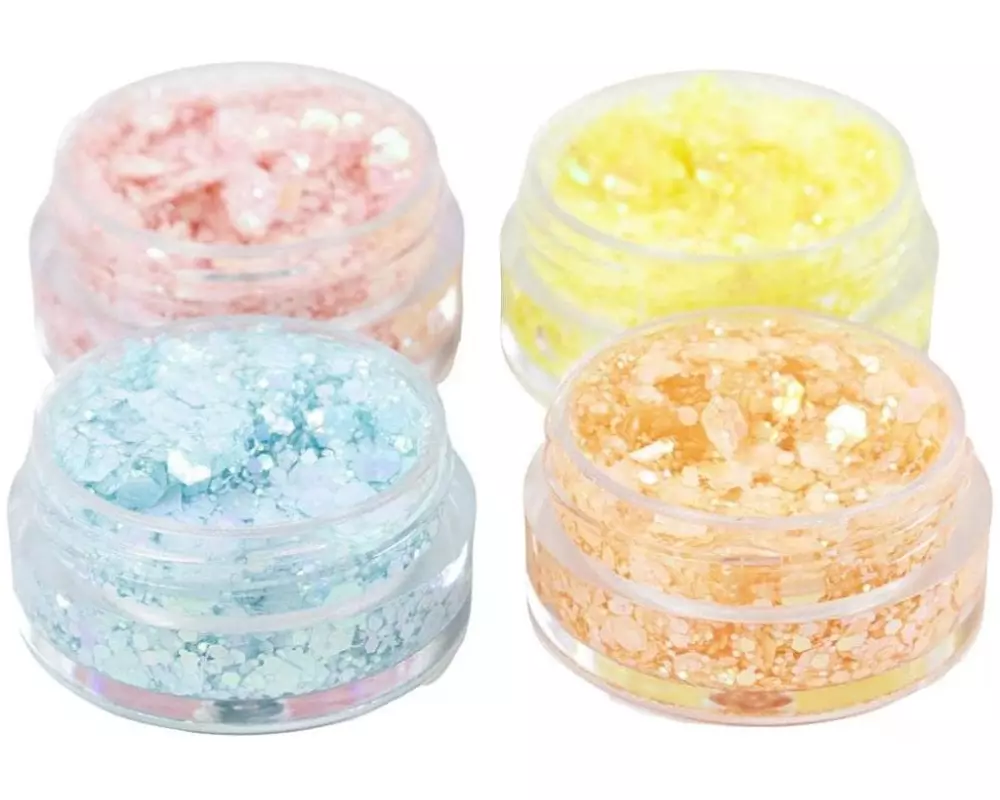 Creativ Company Modelliermasse Glitter Clay 4 x 5 ml, Pastellfarben