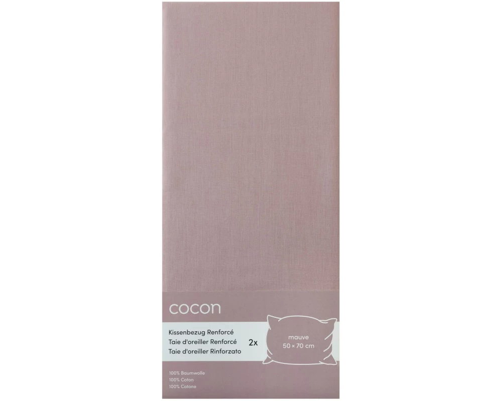 COCON Kissenbezug Renforcé 50 x 70 cm, Mauve, 2 Stk.