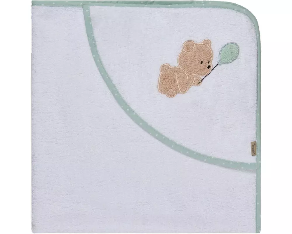 Sterntaler Kapuzenbadetuch Bär Bo 80 x 80, Weiss/Grün