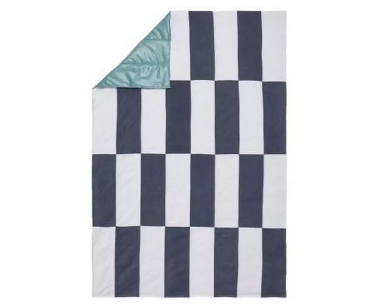 Urbanara Picknickdecke Tamina 180 x 120 cm - Blaugrau / Naturweiss