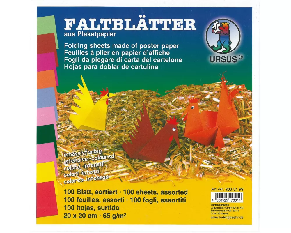 URSUS Faltblätter Origami 20 x 20 cm, 65 g/m², 100 Stück