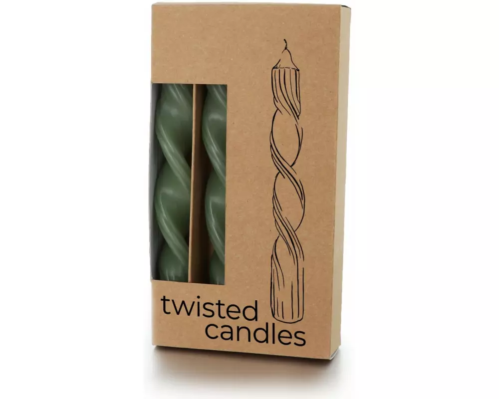 balthasar Stabkerze Twisted 23 x 2.2 cm, Hellgrün, 4 Stück