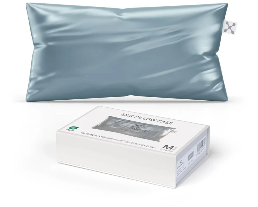 Smartsleep Kopfkissenbezug Seide 40 x 80 cm, Blau/Grau