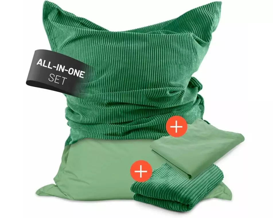 Lumaland Sitzsack + Cordhülle Pastellgrün, 380 l