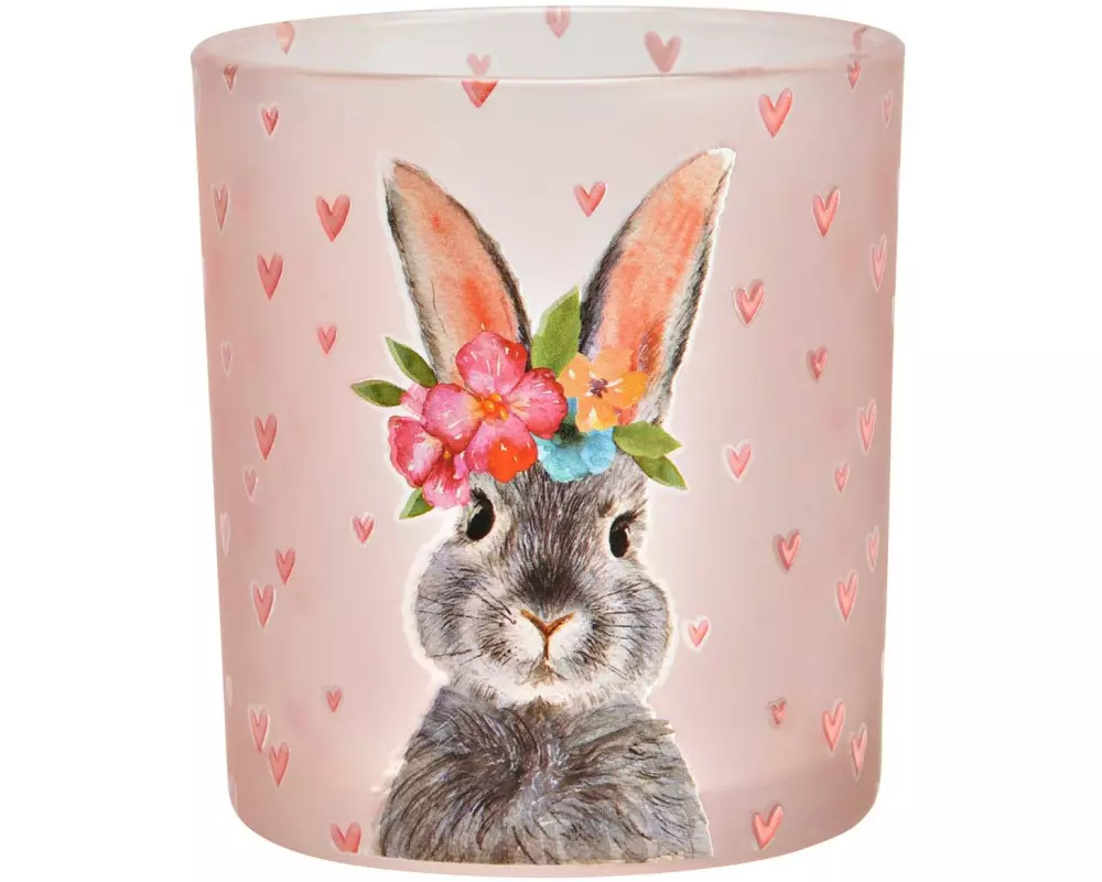 G. Wurm Windlicht Hase 8 cm, Mehrfarbig