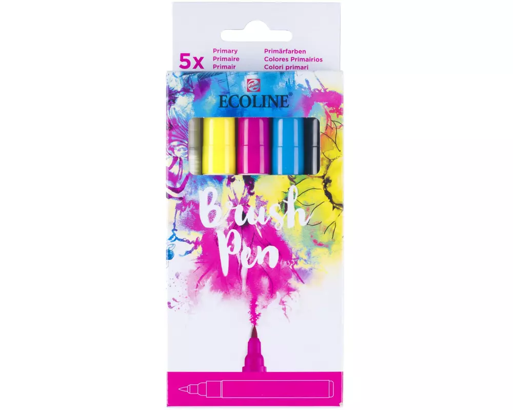 Talens Brushpen Ecoline 5er Set, Primär