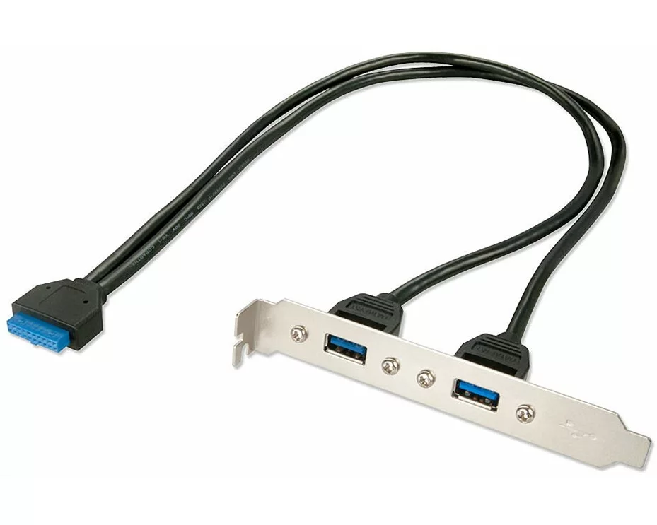 LINDY USB 3.0 PC Backplate. 2xUSB 3.0 type A to 20 pin IDC
