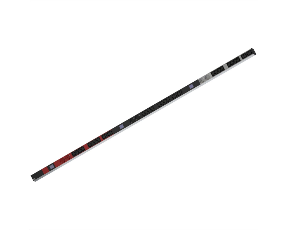 BACHMANN BN0500 19" PDU 1HE 24xC13 6xC19, 6x Schutzkontakt, Leistungsmessung, Anschluss CEE 3x 16A, rot