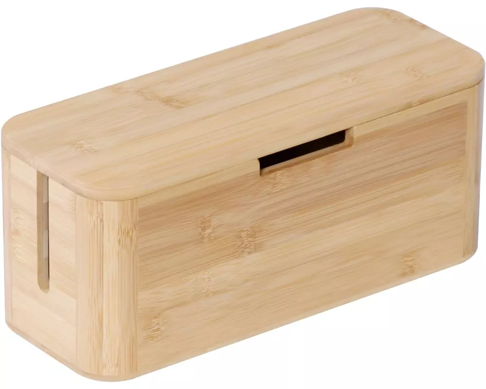 relaxdays Kabelbox Kabelbox Bambus Hellbraun 14.5 x 34 x 13.5 cm