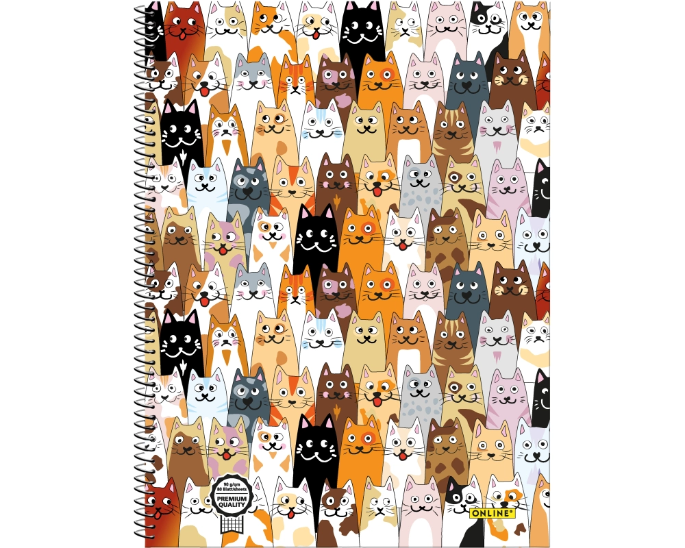 ONLINE Collegeblock Fluffy Cats A4 10113/9 kariert, 90g 80 Blatt